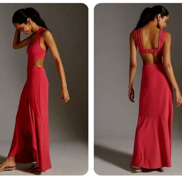Maeve Dresses & Skirts - Maeve cutout ruffle side slit maxi